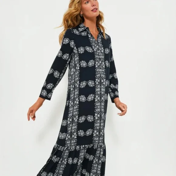 Tuckernuck Hyacinth House Navy Floral Millet Shirt Dress - Picture 4 of 8